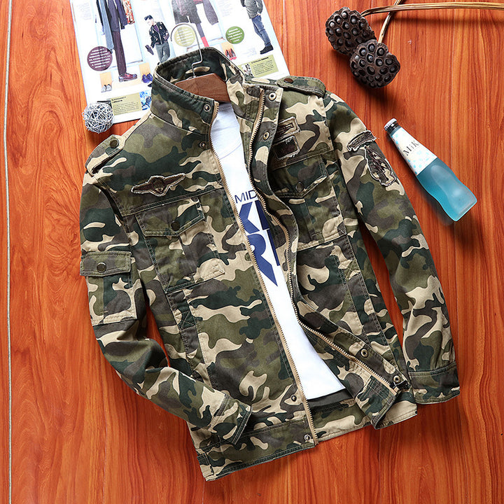 Herren Camouflage-Fieldjacke im Utility‑Look mit Mehrfach‑Taschen und Schulterepauletten Drune
