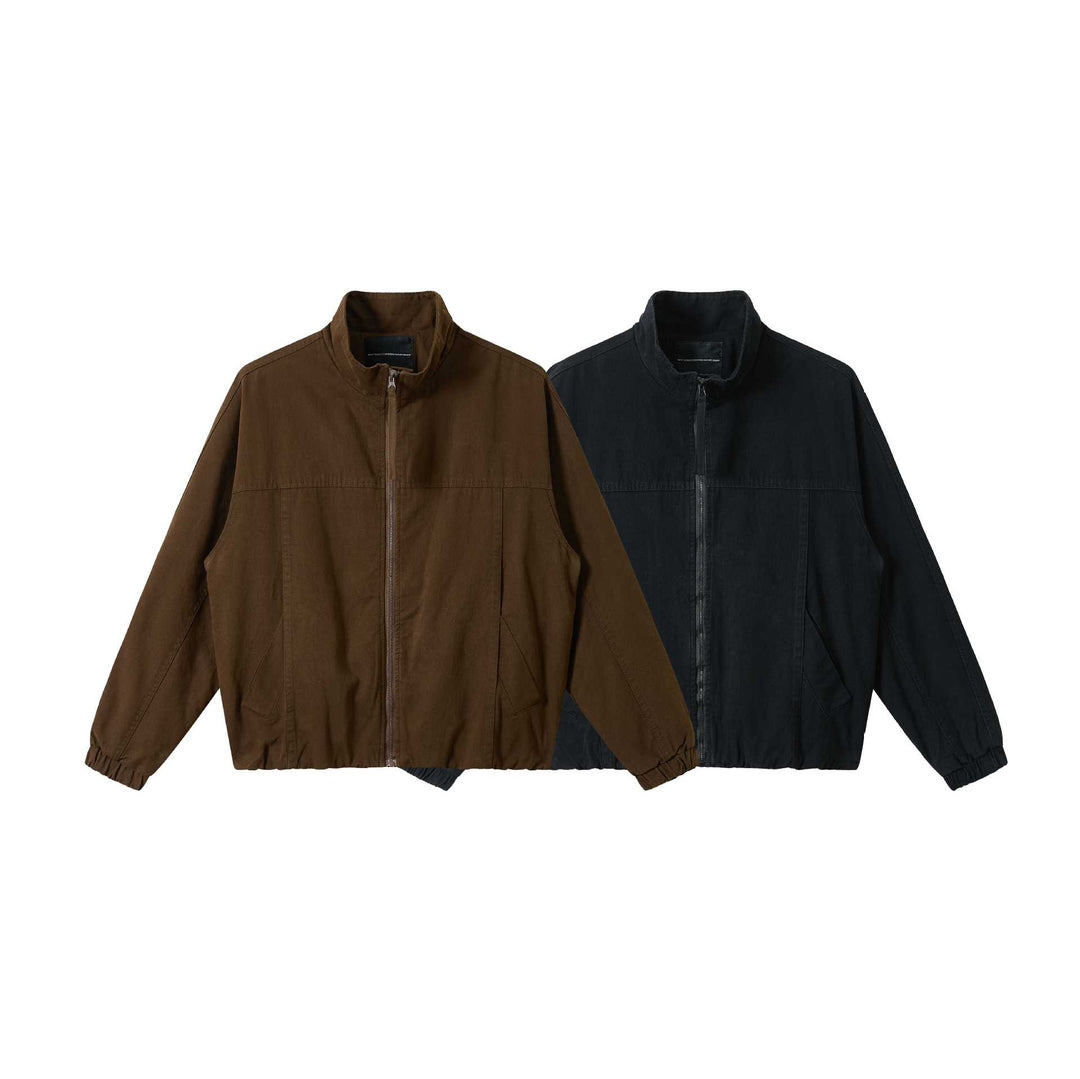 Herren Boxy-Canvas-Fieldblouson mit hohem Stehkragen und elastischem Saum Drune