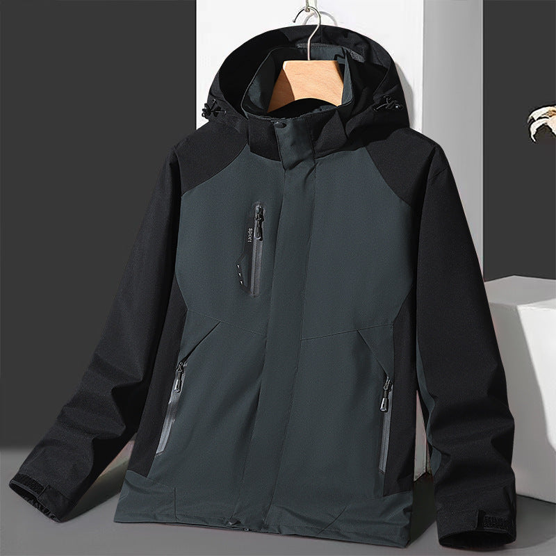Herren Softshell-Windjacke mit Kapuze, wasserdichten Reißverschlüssen und verstellbarem Saum Drune