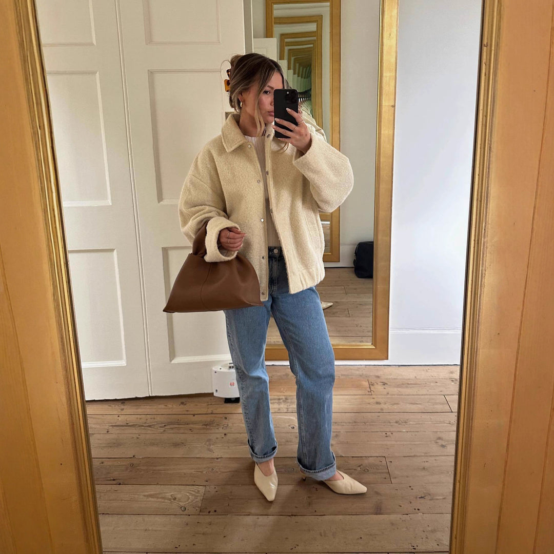 Damen kuschelige Teddyjacke mit seitlichen Taschen und elastischem Saum Drune