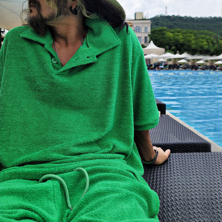 Herren Oversized Freizeitanzug mit Poloshirt und Shorts Drune