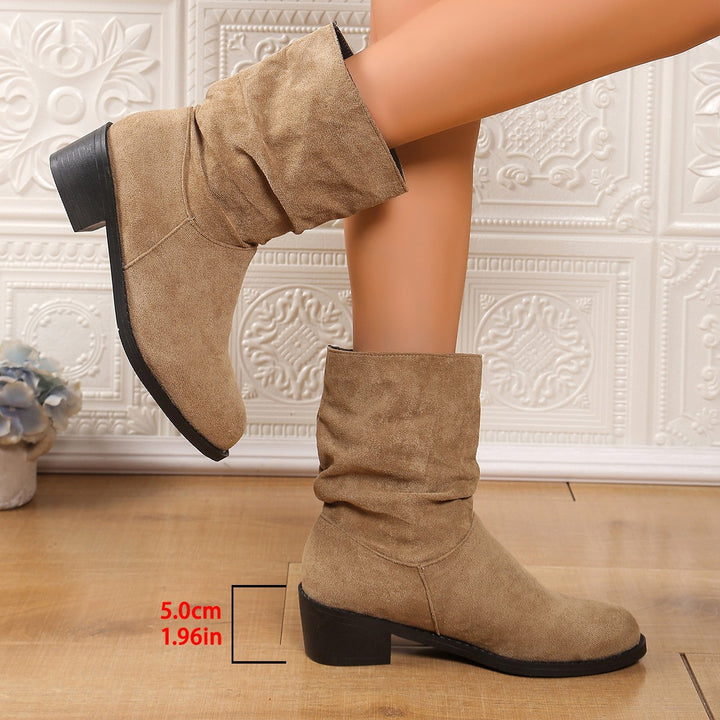 Damen Modische Stiefeletten mit Falten-Design Drune
