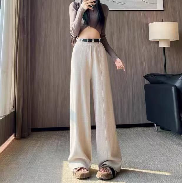 Damen Weite Pantalons mit hohem Bund und seidigem Finish Drune