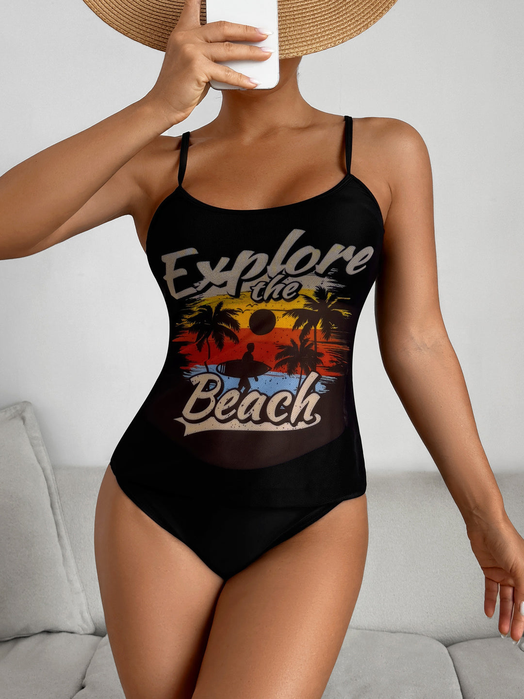 Damen Einteiliger Badeanzug mit trendigem Grafikdesign Drune