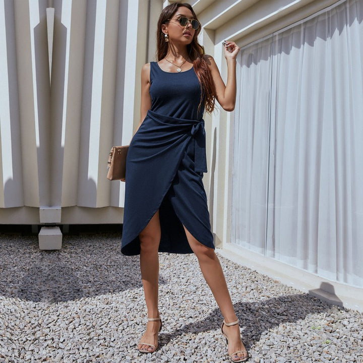 Damen Wickelkleid mit elegantem Schnitt und modischem Bindegürtel Drune