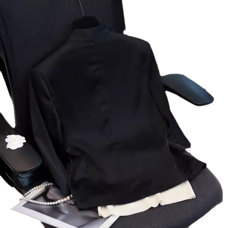 Damen Minimalistischer taillierter Einreihiger Blazer ohne Revers mit offener Kragenlinie Drune