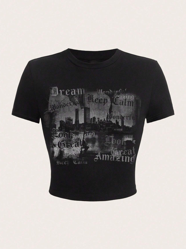 Damen Kurzarm T-Shirt mit auffälligem Motorrad-Design Drune