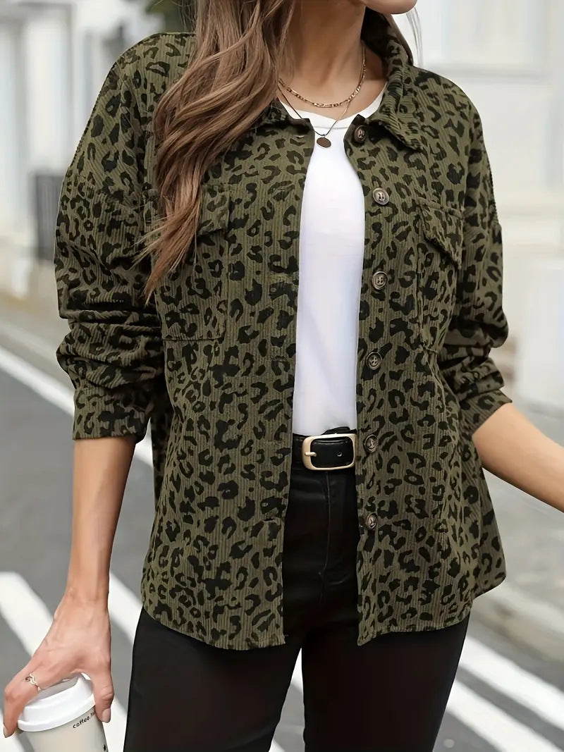 Damen Flanelljacke mit Leopardenmuster Drune