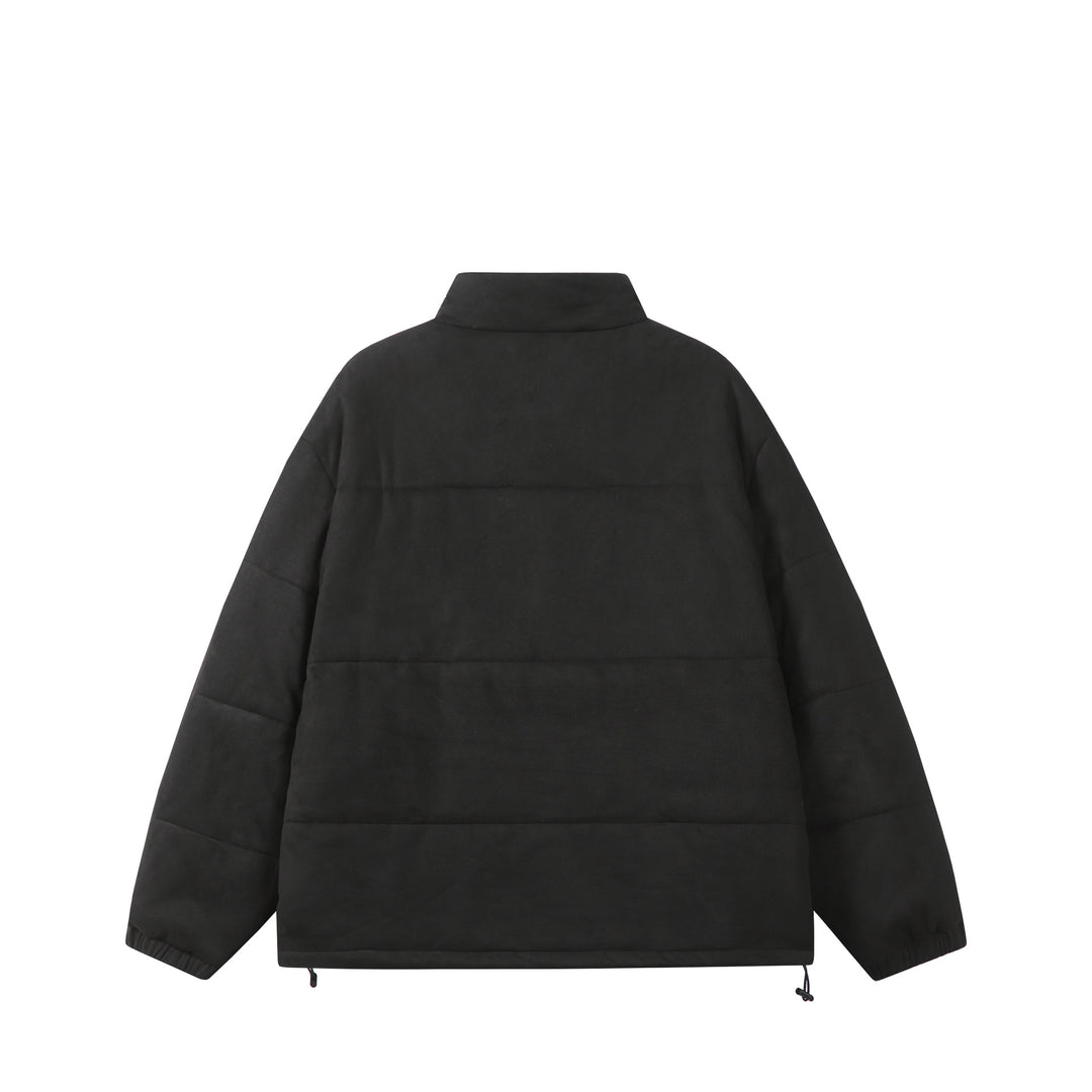 Unisex Boxy‑Steppjacke im Samtfinish mit hohem Funnelkragen und verstellbarem Saum Drune