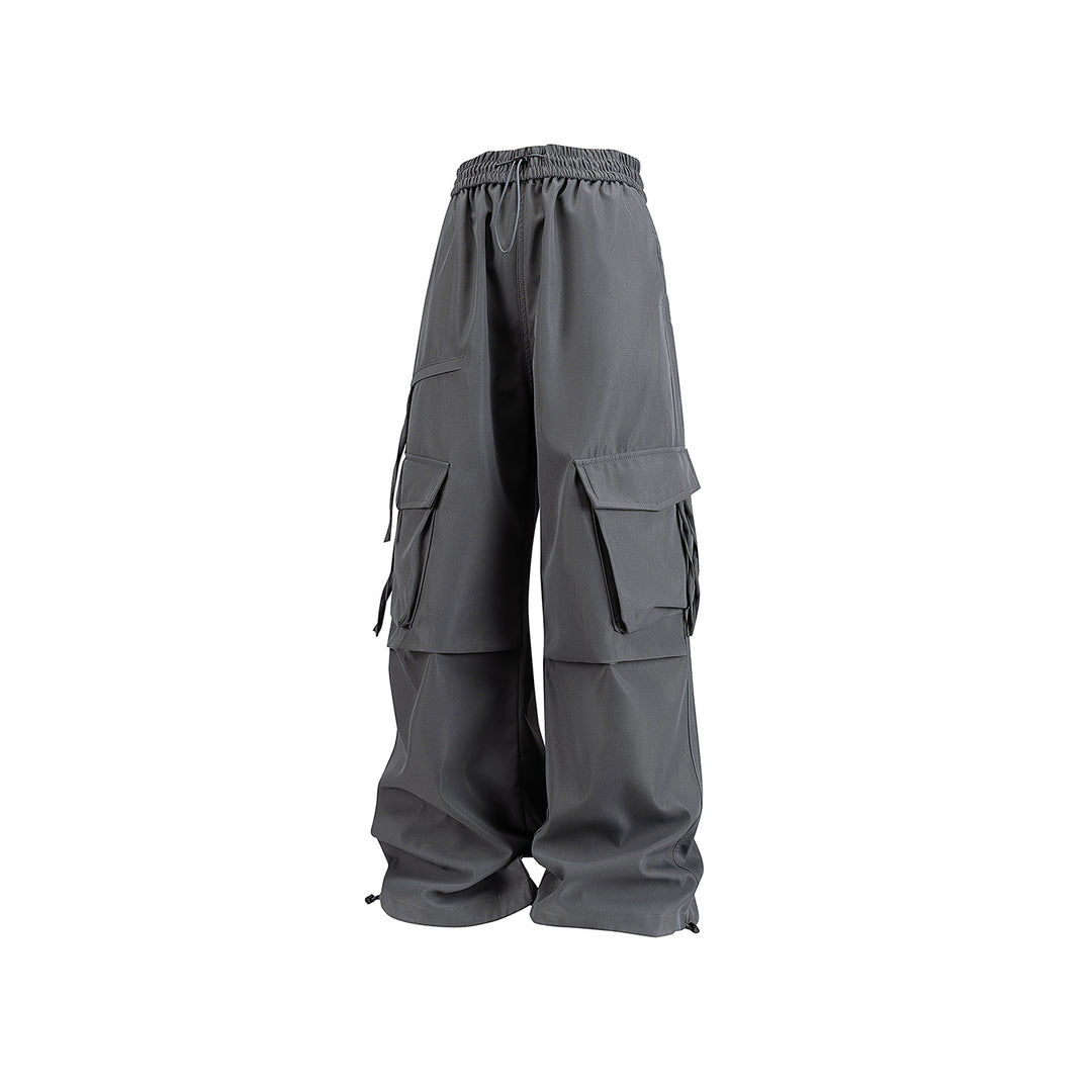 Damen Weite Cargo‑Hose im Baggy‑Cut mit elastischem Tunnelzugbund, Klapp‑Utility‑Taschen und verstellbarem Beinabschluss Drune