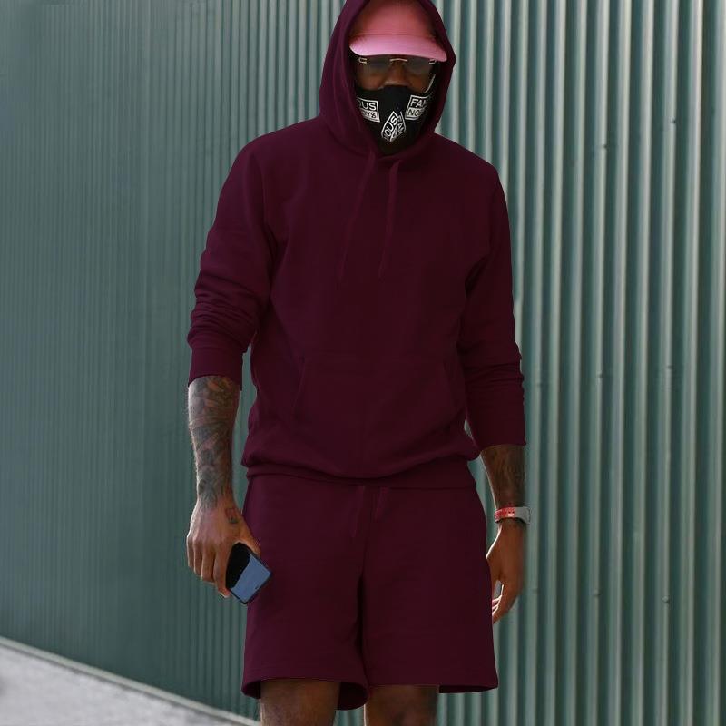 Drune Herren Hoodie-Shorts-Set mit Kängurutasche