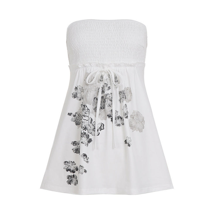 Damen Baumwollrock mit floralen Mustern und elastischem Bund Drune