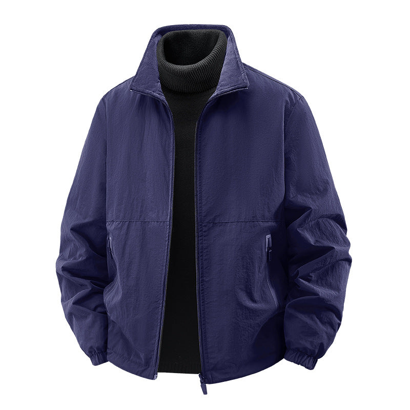 Men's  minimalist stand-collar travel jacket with sealed zip pockets and elastic cuffs Drune