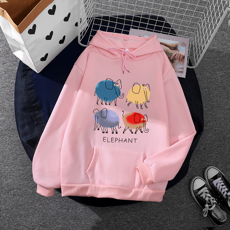 Damen nan Kapuzenpullover mit minimalistischer Grafik, lockerer Oversize-Passform und Kängurutasche Drune