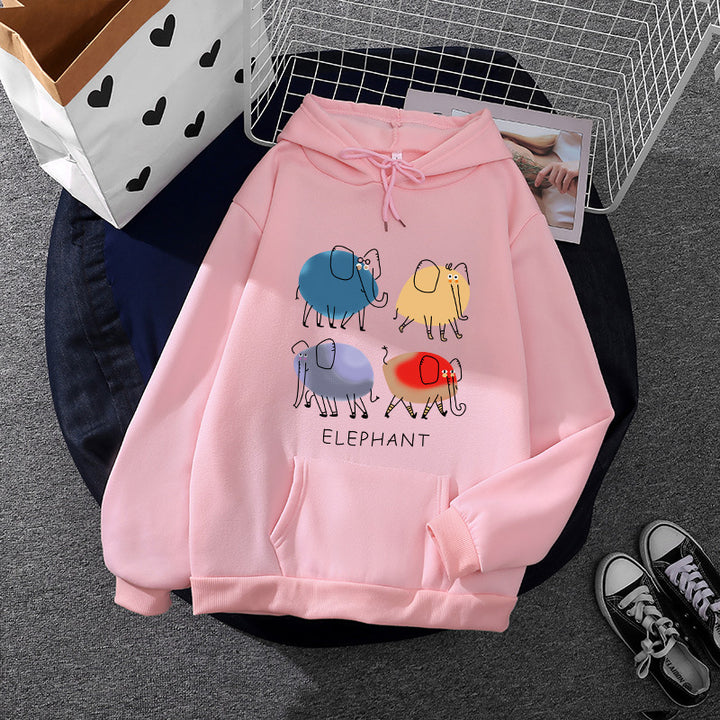 Damen nan Kapuzenpullover mit minimalistischer Grafik, lockerer Oversize-Passform und Kängurutasche Drune