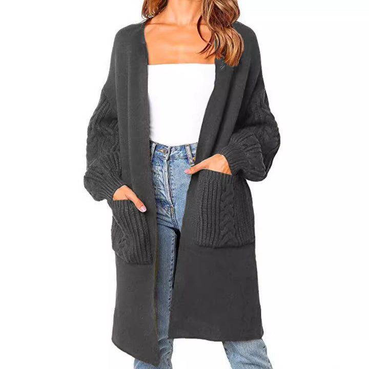 Damen Großer Strickcardigan mit Zopfmuster und praktischen Taschen Drune