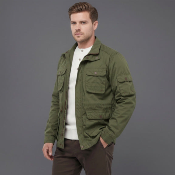 Herren Utility-Fieldjacke mit mehreren Pattentaschen und verstellbarer Taille Drune