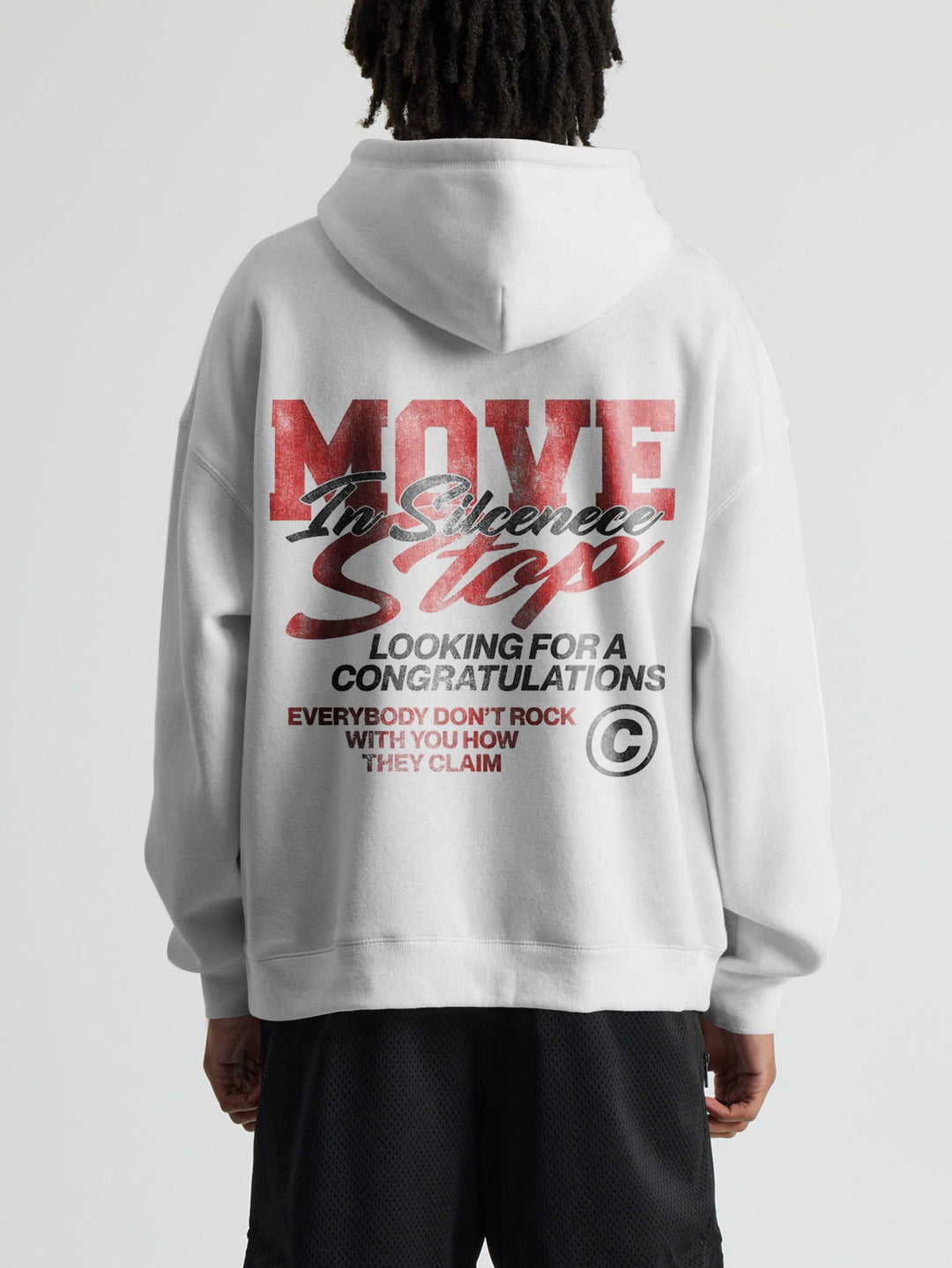 Herren Oversized T-Shirt mit großflächigem Vintage-Blumenprint und Rücken-Slogan Drune
