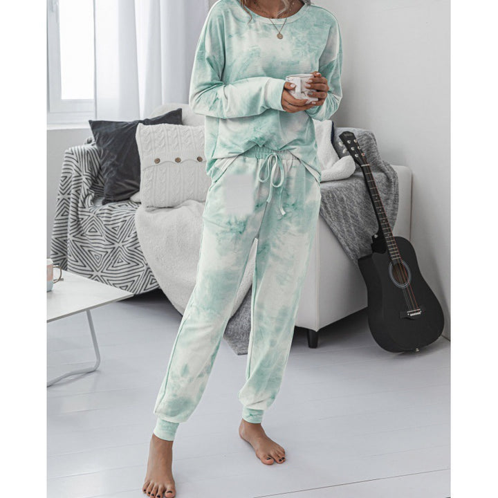 Damen Lässiger Tie-Dye Lounge-Jumpsuit mit Kordelzug und Eingrifftaschen Drune