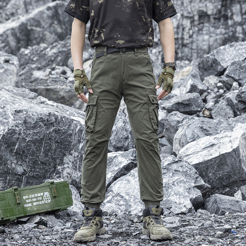 Herren Konisch geschnittene Utility‑Cargohose mit Tunnelzugbund, integriertem Gürtel und Mehrfachtaschen Drune