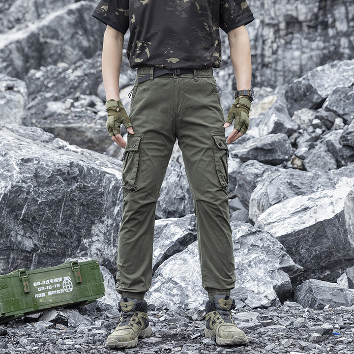Herren Konisch geschnittene Utility‑Cargohose mit Tunnelzugbund, integriertem Gürtel und Mehrfachtaschen Drune