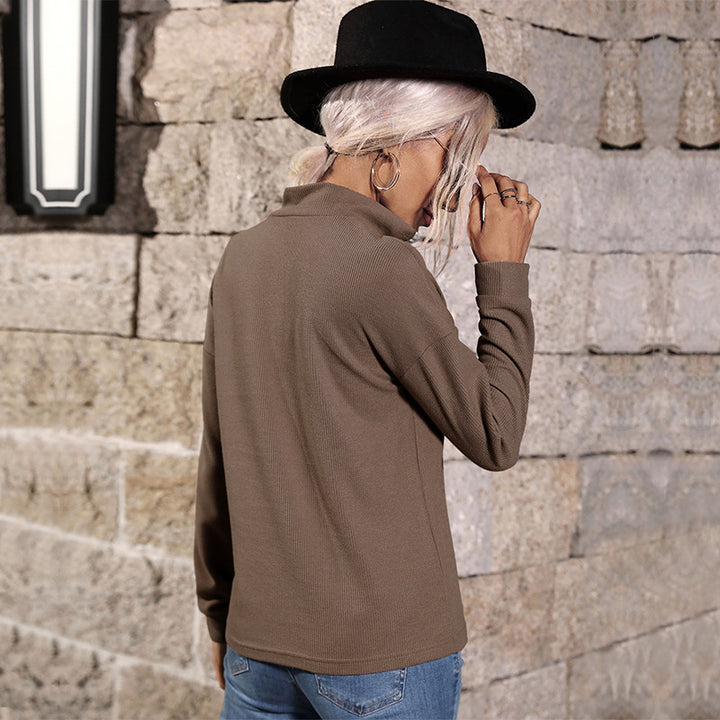Damen Feinstrick-Polo-Pullover mit halbem Reißverschluss und lässiger Passform Drune