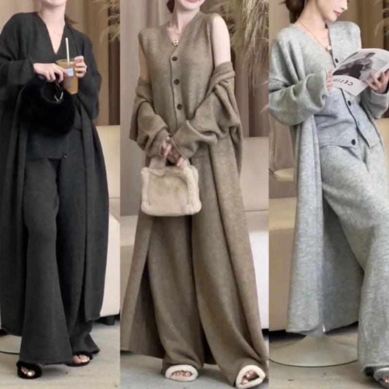 Damen Strickensemble mit wärmendem Cardigan und bequemen Hosen Drune