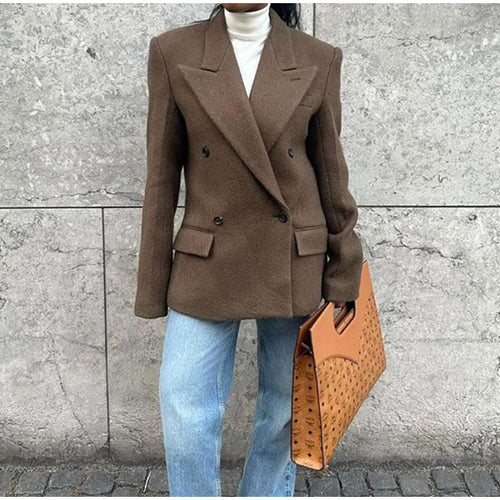 Damen Oversized Blazerjacke mit doppelter Knopfleiste und breitem Revers Drune