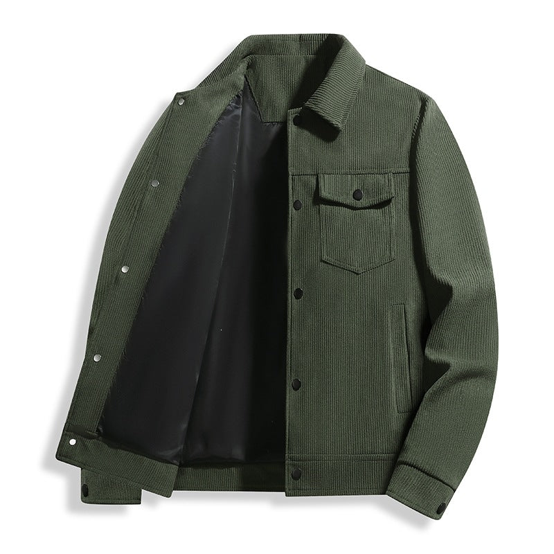 Herren Cord-Truckerjacke mit Thermofutter & Druckknopffront Drune