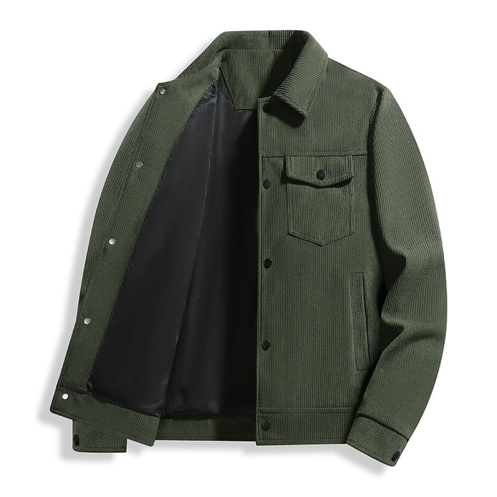 Herren Cord-Truckerjacke mit Thermofutter & Druckknopffront Drune