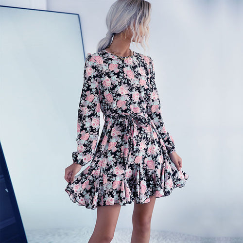 Damen Blumiges Minikleid mit Rüschen Drune