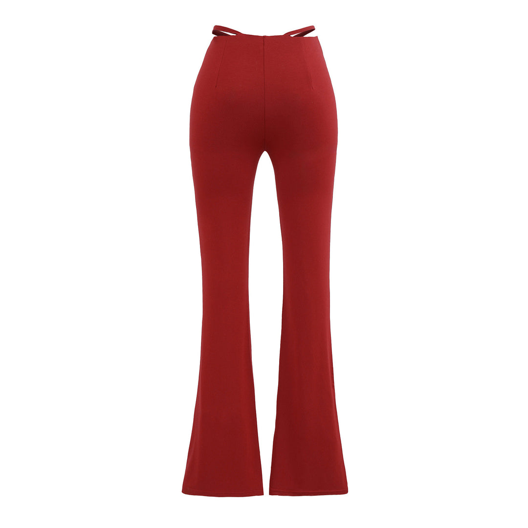 Damen elegante Flared-Hose mit hohem Bund und praktischen Seitentaschen Drune