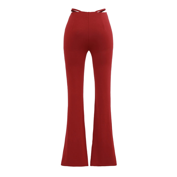 Damen elegante Flared-Hose mit hohem Bund und praktischen Seitentaschen Drune