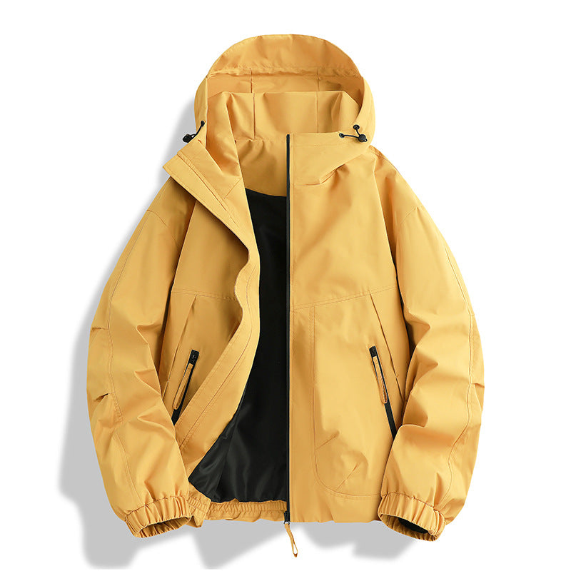 Herren wasserdichter Hooded-Utility-Parka mit verschweißten Nähten, verstellbarer Kapuze und verdeckten Reißverschlusstaschen Drune