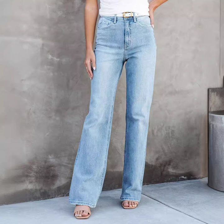 Damen High-Waist Bootcut Jeans mit raffinierter Waschung und bequemer Passform Drune