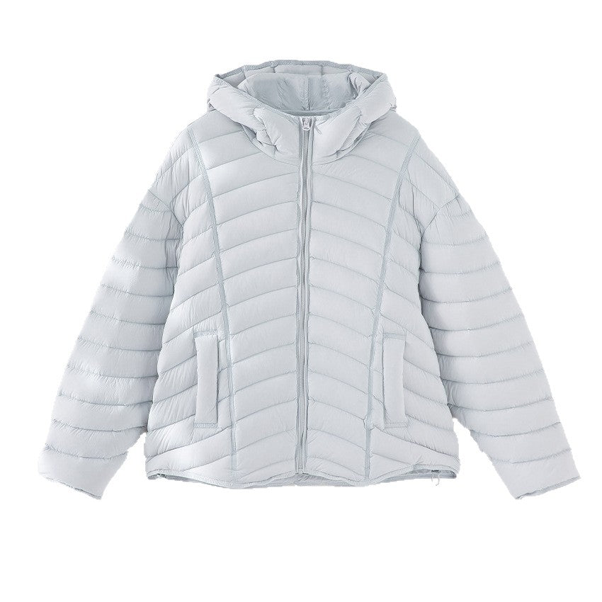 Damen Ultraleichte gesteppte Daunenjacke mit Kapuze und winddichter Außenhülle Drune