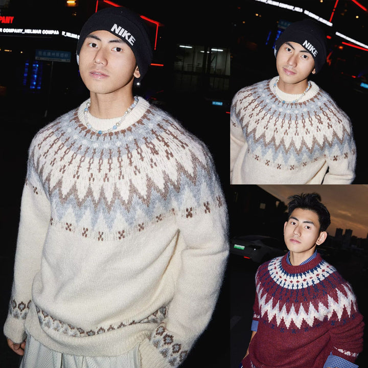 Herren Lässiger Strickpullover mit traditionellem Muster Drune