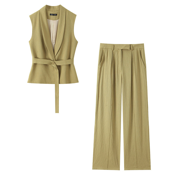 Damen modisches Blazer- und Palazzo-Hosen-Set mit taillierter Silhouette Drune