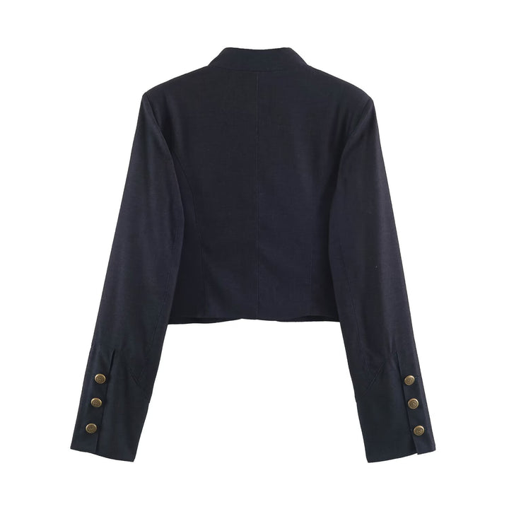 Damen Kurzer Bolero‑Blazer mit Spitzenfront und dekorativen Zierknöpfen Drune