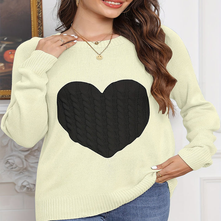 Damen Strickpullover mit Herzmotiv und feiner Struktur Drune