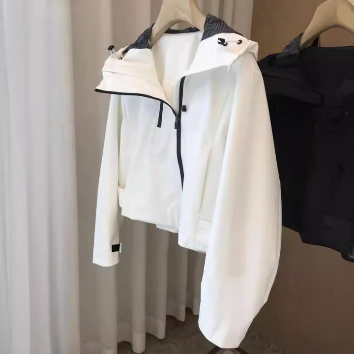 Damen Wasserabweisende Kapuzenjacke im minimalistischen Urban-Design mit verdecktem Reißverschluss Drune