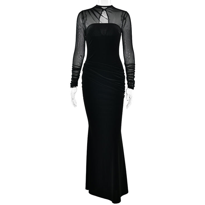 Damen Elegantes Etuikleid mit Rüschendetails und transparenten Ärmeln Drune