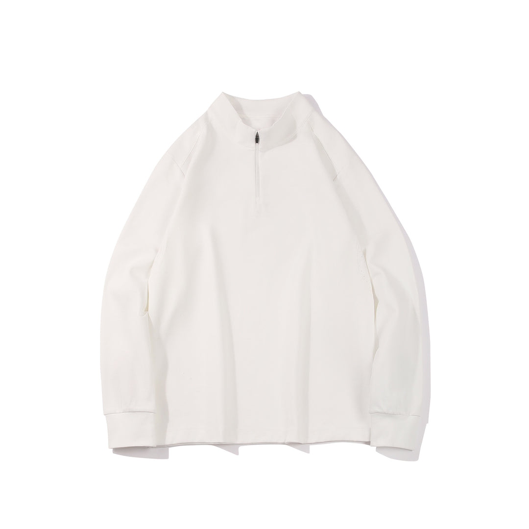 Herren Oversize Halbzip-Sweatshirt mit Stehkragen und seitlichen Reißverschlusstaschen Drune