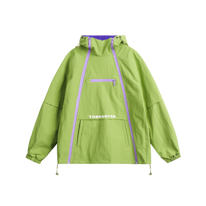 Unisex Technischer Oversize Anorak mit Kapuze, Zipperdetails und Kängurutasche Drune