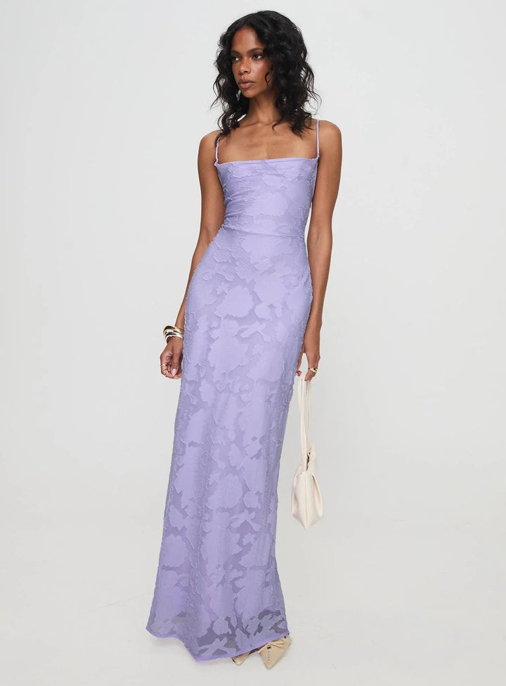 Damen Elegantes Abendkleid mit floralem Spitzenmuster und Spaghettiträgern Drune