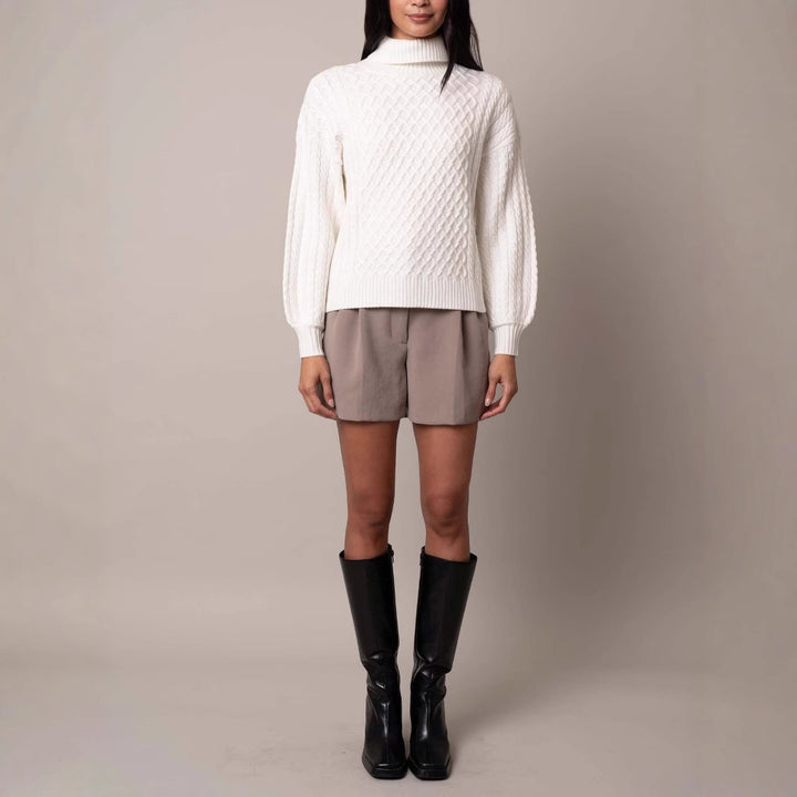 Damen Modischer Strickpullover mit hohen Kragen
