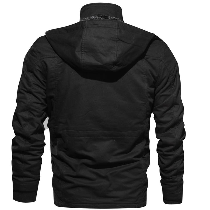 Herren Multifunktionale Canvas-Parka mit Teddyfutter, Kordelzug und Multitaschen Drune