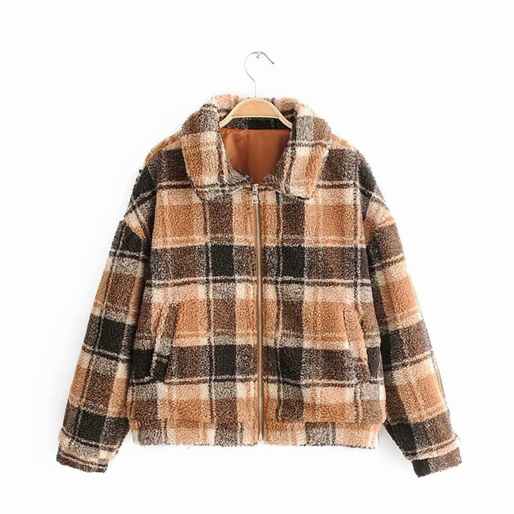 Damen Kuschelige Flanelljacke im karierter Design Drune