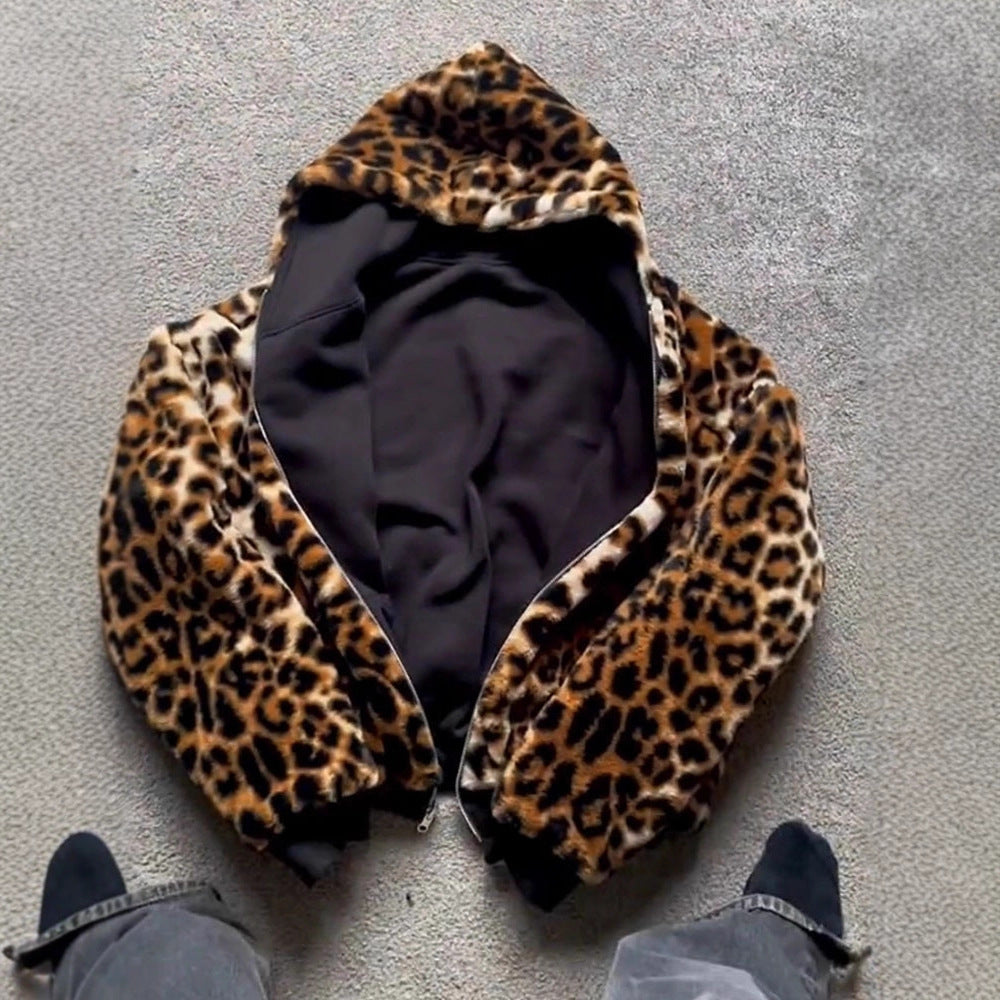 Damen kuschelige Kapuzenjacke mit animalischem Innenfutter Drune