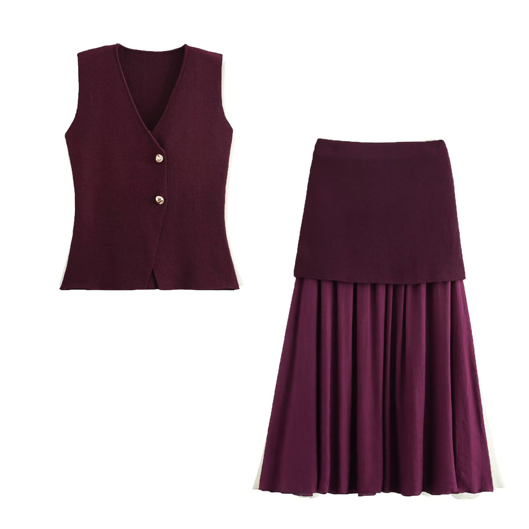 Damen Zweilagiger Chiffon-Maxirock mit glattem Hüftbesatz und A‑Linien‑Fall Drune
